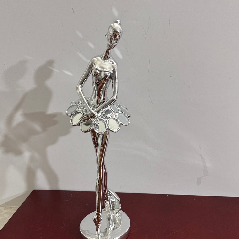 Elegant Silver Bayberry Lane Dancer Sculpture with Mirror